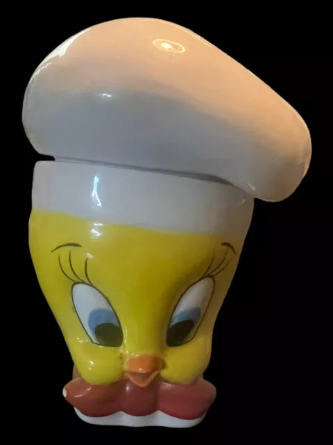 Rare Ceramic Warner Bros Studio Storage Jar Tweety Pie The Chef Vintage Used