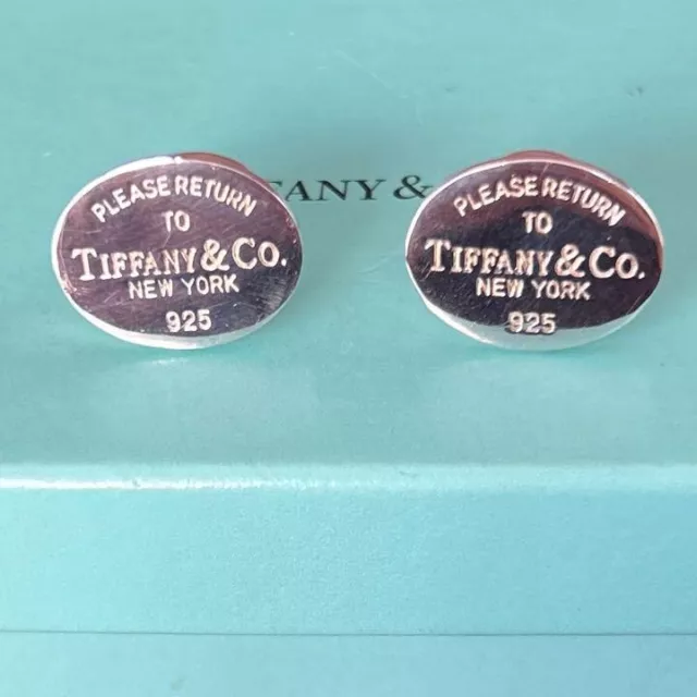 Tiffany & Co. Oval Return To New York Manschetten Silber 925 Auth W / Kiste