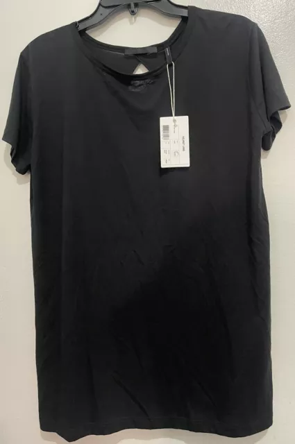 Helmut Lang Open Back T Shirt Black Feather Jersey  Size XS NWT