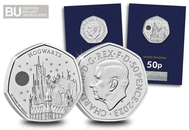 2023 UK Hogwarts School ZERTIFIZIERTE BU 50p Münze. AUF LAGER und mit KOSTENLOSEM Porto