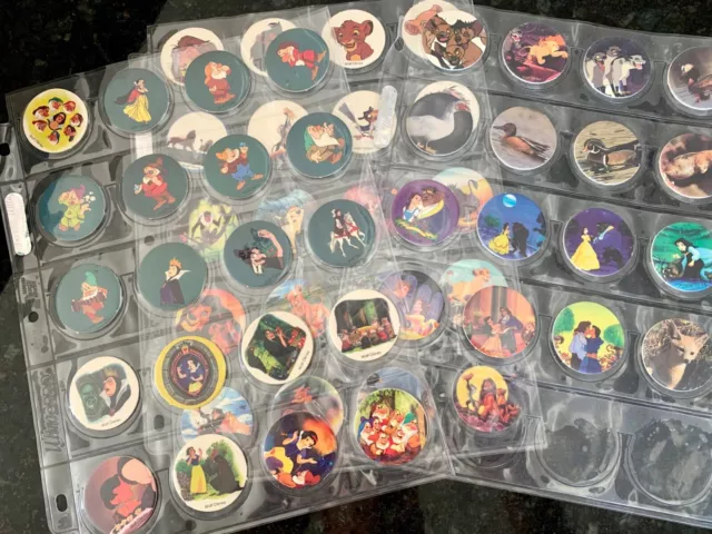 57 POGS Disney Characters Snow White Lion King Beauty and Beast +Animals Perfect