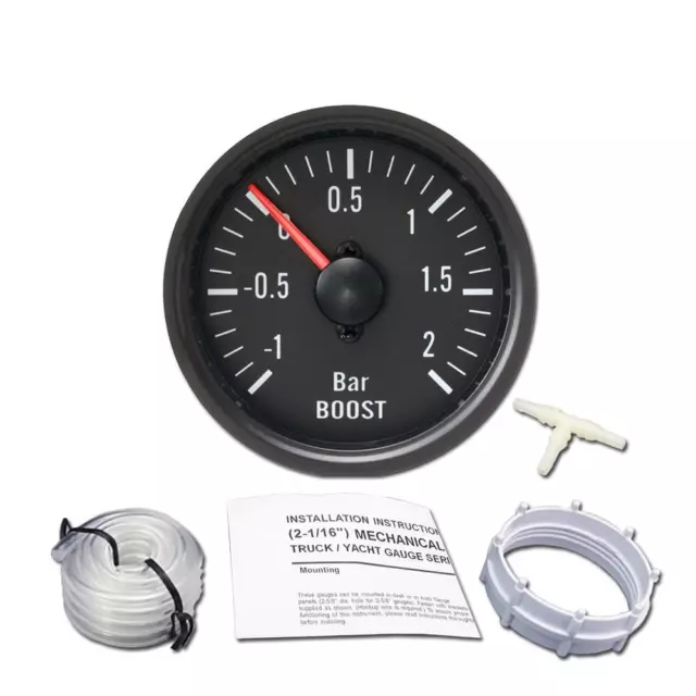 Charging Pressure Indicator 2bar 12V Retro Look Black Turbo 52mm Round Instrument LDA