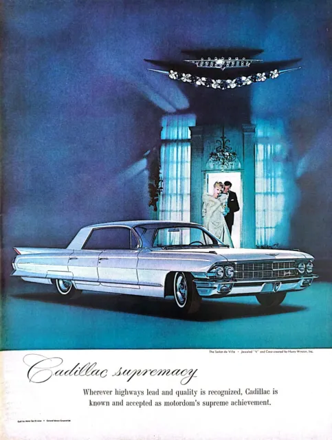 1961 Vintage Magazine Print Ad Cadillac Supremacy "Wherever highways lead..."