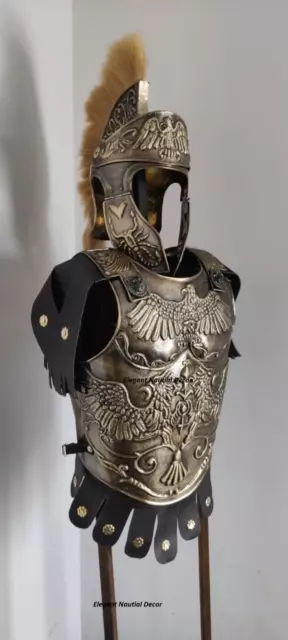 Armure médiévale en laiton avec grand aigle, cuirasse romaine, cuirasse de... 2