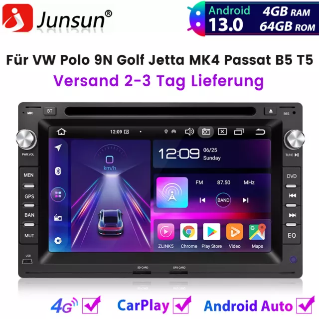 Für VW Polo 9N Golf Jetta MK4 Passat B5 T5 Carplay Android 13 CD DVD GPS NAVI 4G