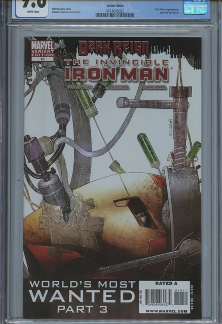 2009 Marvel Invincible Iron Man #10 Iron Patriot App. Variant Edition Cgc 9.6 Wp 2