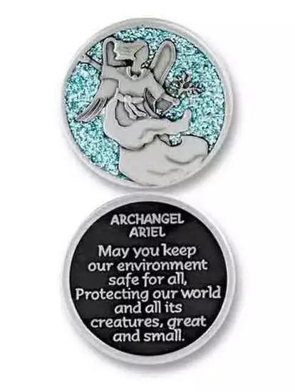 COMPANION COIN, ARCHANGEL ARIEL, With Message, Prayer or Reading, 34mm Diameter,