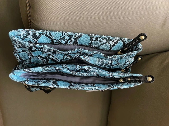 Samantha Brown Python Embossed METRO TOTE in TURQUOISE/ BLACK nwt 6