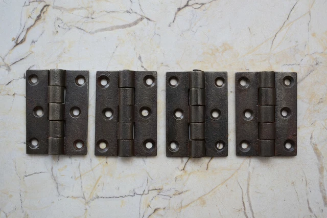 cast Iron French Gothic gate door tool box trunk chest hinges Barn Rusty 4 pcs