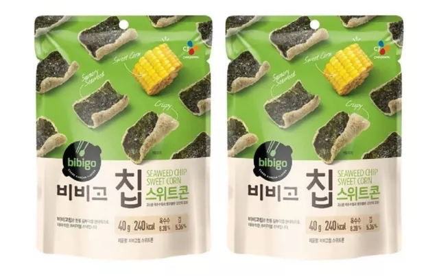 Korean Snack CJ bibigo Seaweed Chip SWEET CORN Taste 40g X 2pack
