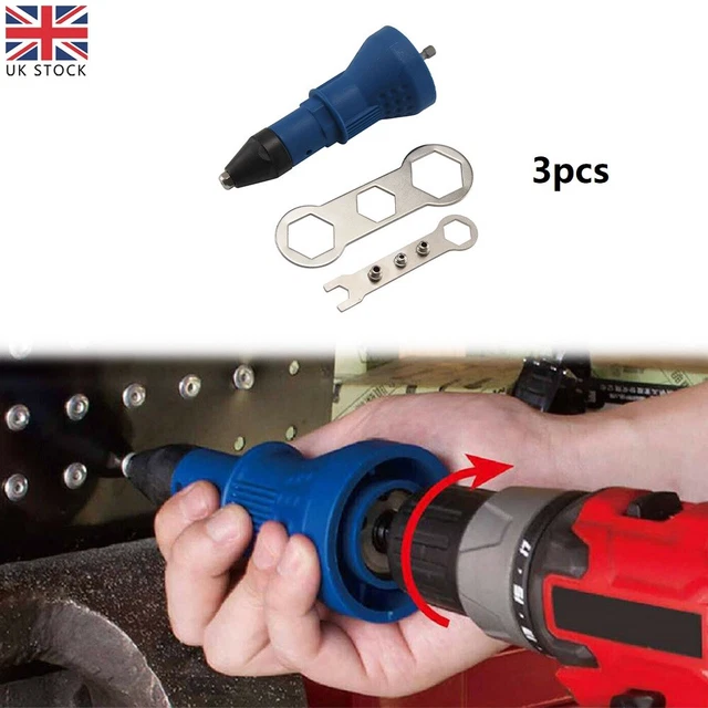 Electric Blind Rivet Pop Nut Gun Cordless Drill Adapter Riveting Insert Tool Kit