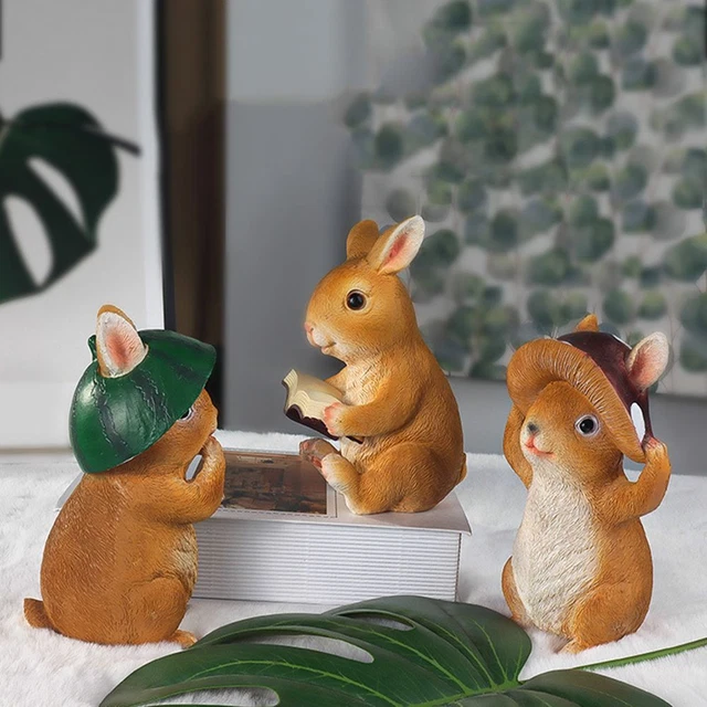 Artisanat en résine Figurine Décor de jardin Bunny Statue Ornement de cour