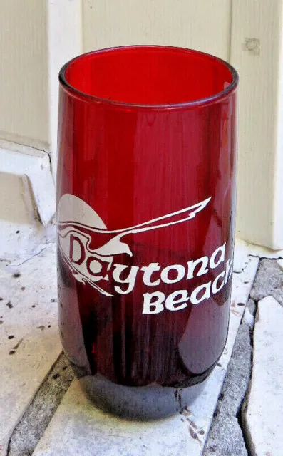 Vintage Daytona Beach Florida Souvenir Ruby Red Glass w/Seagulls