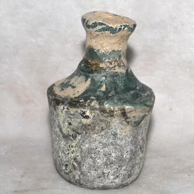 Genuine Ancient Roman Glass Bottle with Blue Iridescent Patina C. 1st century AD