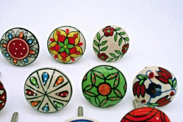 LOT of 30 Pcs Ceramic Closet Wardrobes Handles Cabinet MULTI COLOR Drawer Knobs 2