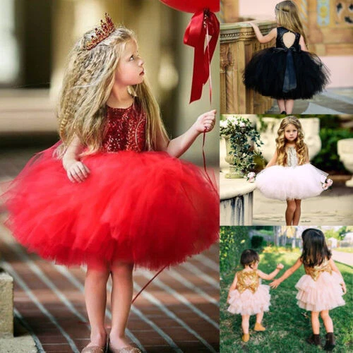 UK Kids Baby Flower Girl Dress Lace Tulle Party Gown Bridesmaid Dresses Sundress