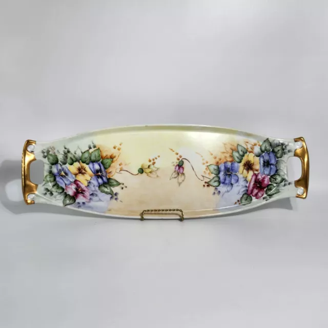 Royal EPIAG Czechoslovakia Porcelain Hand Painted Tray Dish Floral Gold Gilt
