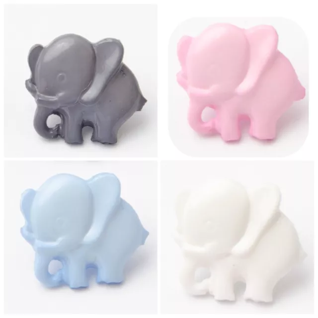 10 baby elephant children’s buttons 14mm, 4 colours