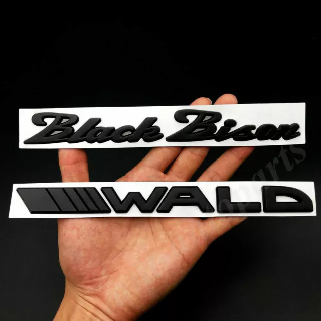 NEW 2 Metal 3D Chrome/Black Bison Wald Style Car Rear Emblem Badge Decal Sticker 2