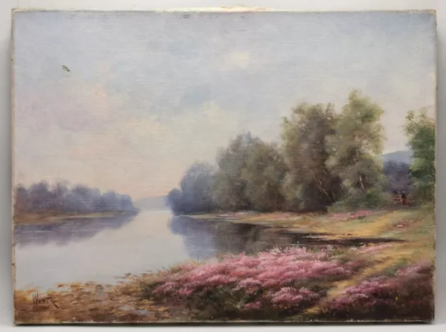 Signé Weber Ancienne Huile Sur Toile Barbizon 19eme Paysage Rivière Carl ?