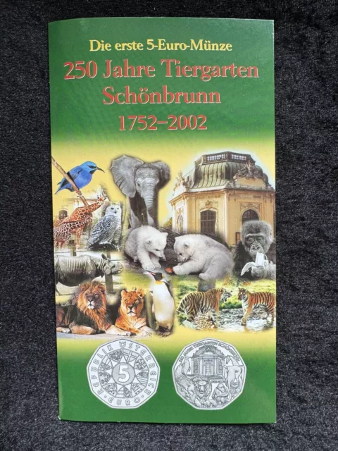 Goldies Republik Österreich 5 Euro 2002 Silbergedenkmünze -Tiergarten Schönbrunn