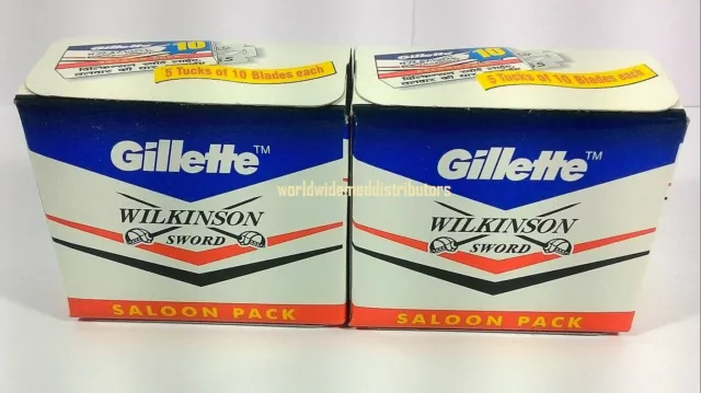 100 BLADES GILLETTE WILKINSON SWORD RAZOR BLADES Double Edge Safety Razor Blade