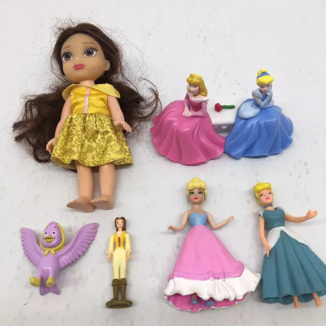 Lote de Muñecas Princesas Disney - Figuras de Cenicienta de Polly Pocket PVC Pasteles Toppers