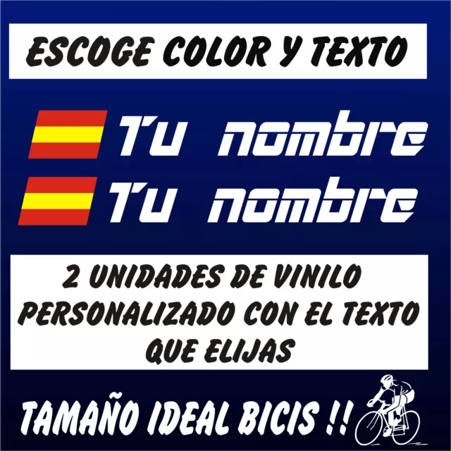2 Pegatinas Personalizables Bandera De España Con Nombre Vinilo Bici Bike