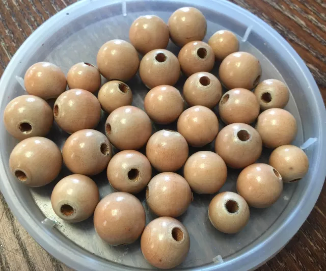 Vintage Retro Smooth Polish Glazed Natural Color Mix Round Organic Wood Bead Lot