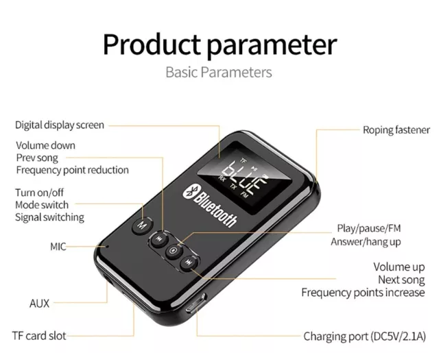 Transmetteur FM Bluetooth RCA Emetteur Récepteur Sans Fil Adaptateur Audio Auto 3