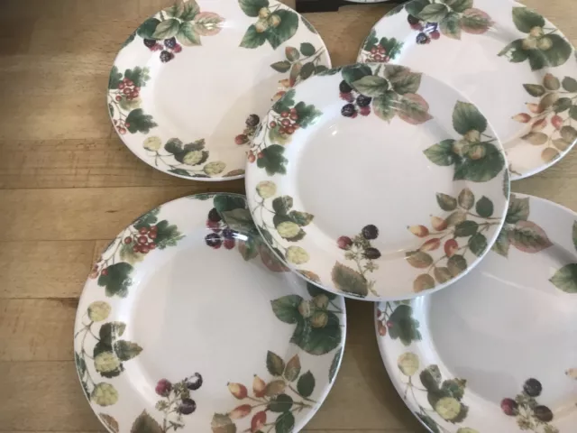 cloverleaf pottery Country Fruits 6 Tea / Side Plates 7 “ Dia 2