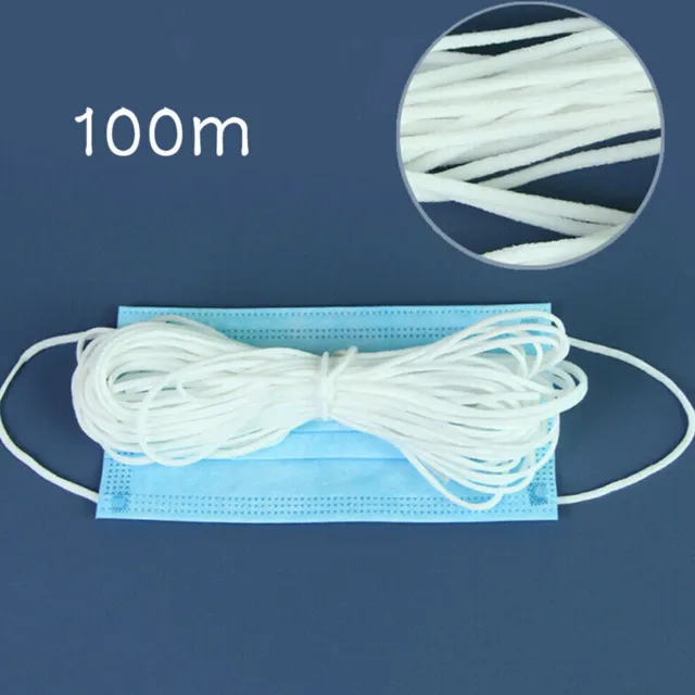 100 M Elastic Rope Rubber Band Round Ear Hanging DIY Accessories 3mm White