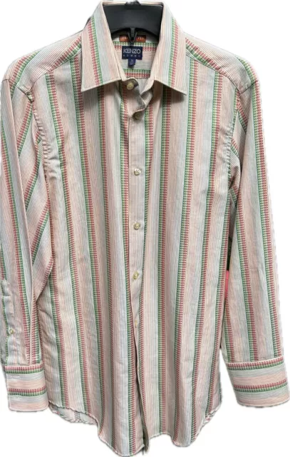 Vintage KENZO Homme  Men’s Multicolor Stripe Dress Shirt  39/15.5/32 Pre-Owned