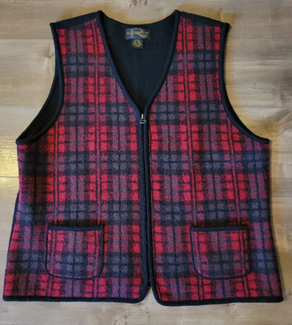 Requirements Woman 100% Wool Buffalo Check Plaid 1X Full Zip Vest