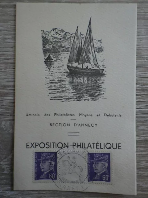 FDC Carte Postale EXPOSITION PHILATELIQUE Section ANNECY 1942