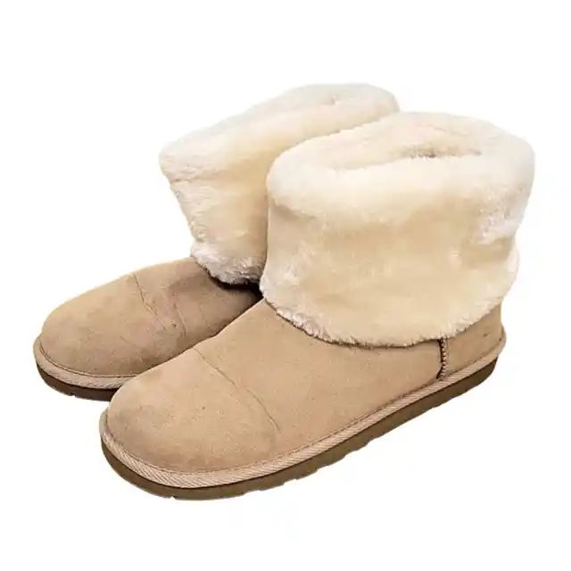 Arizona Jean Co. Faux Suede Boots with Faux Fur Top Memory Foam Women's Size 9