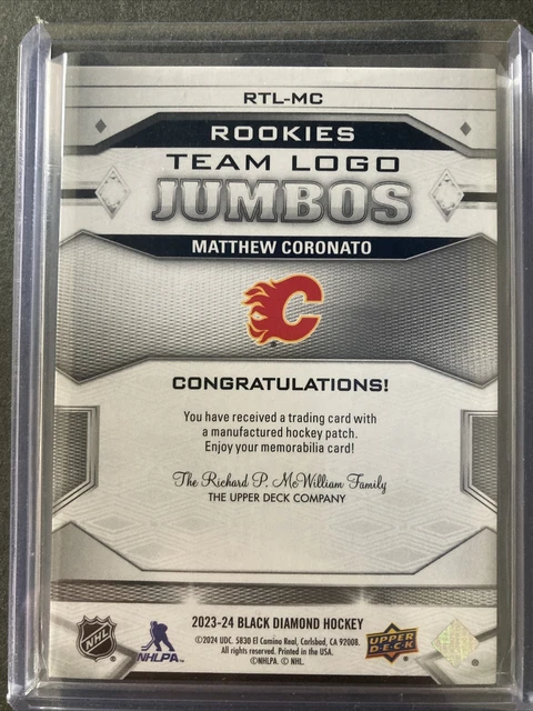 2023-24 UPPER DECK Black Diamond Rookie Team Logo Jumbo Patches Matthew ...