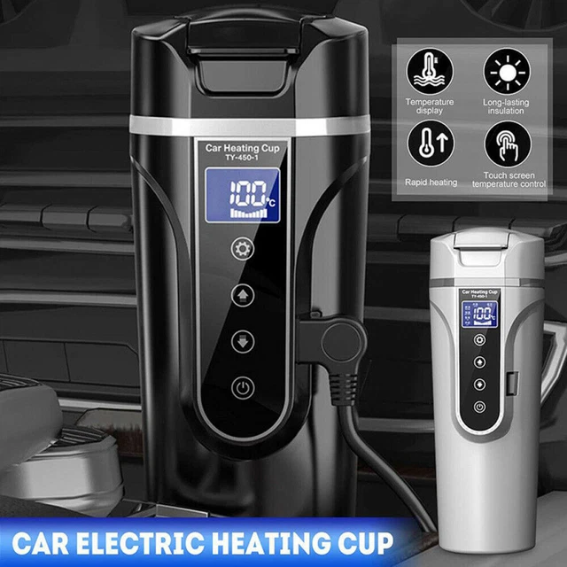 450ml 12V-24V Stainless Steel Smart Car Heating Electric Water Cup LCD Display