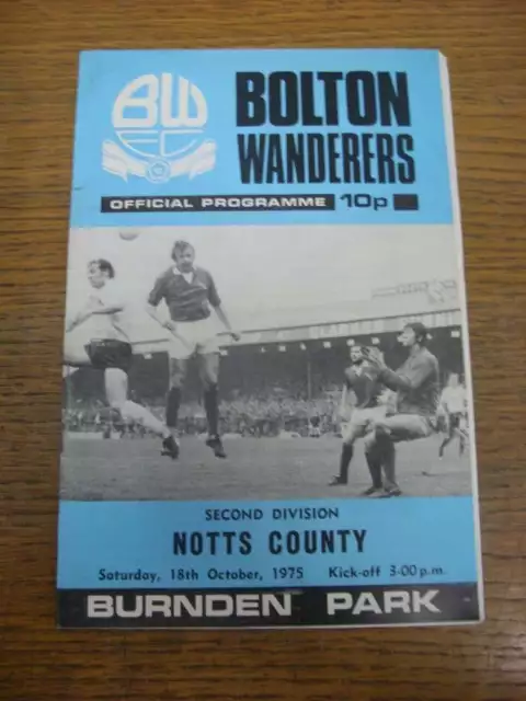 18/10/1975 Bolton Wanderers v Notts County  (Light Crease, Team Changes)