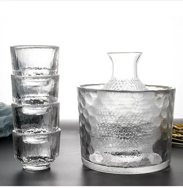 Japanese Glass Sake Drinkware Set with warming  vessel Free shipping AU stock