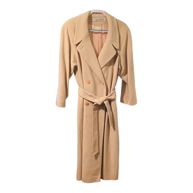 Evan Picone Vintage Women's Wool Cashmere Trench Coat Size 14 Blush Color Lined