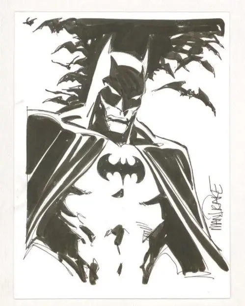 Tom Mandrake Signed DC Comics Original Art Sketch ~ Batman w/ Bats
