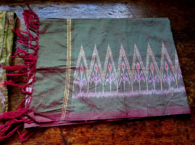 Sciarpa di seta tailandese tessuta a mano tessile II vintage circa 1970 Thailandia -