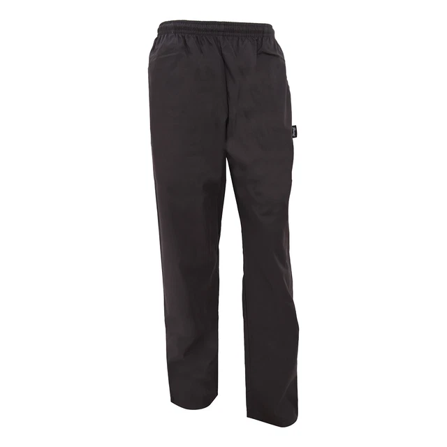 Dennys Unisex Kochhose, schwarz, elastischer Bund (2 Stück/Packung) (BC4305)