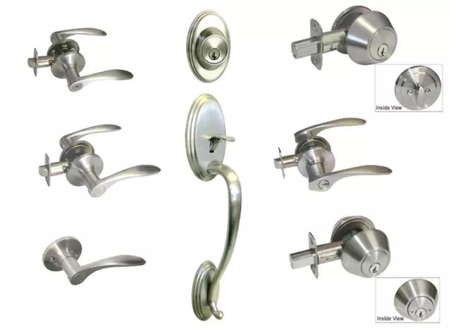 Satin Nickel door knob lever entry privacy passage deadbolt Brushed Nickel locks