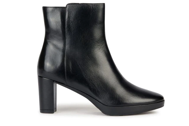GEOX Marche D36TEC tronchetto Bottines Boots Talon Noir Cuir