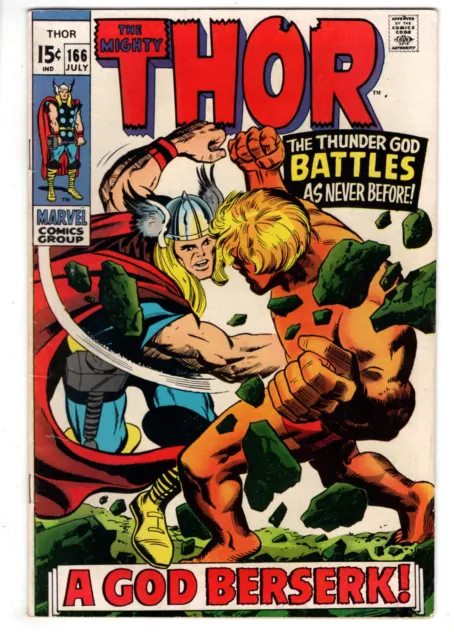Thor #166 (1969) - Grade 6.0 - 2Nd Adam Warlock Him Appearance - A God Berserk!