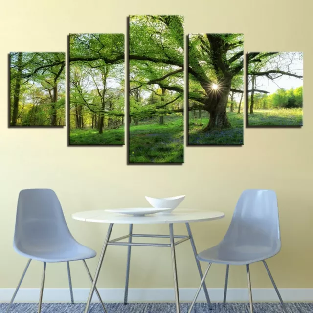 Nature Poster Green Forest 5Pcs Wall Art Canvas Painting Picture Room Home Decor