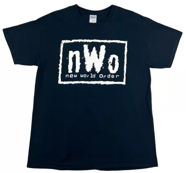Vintage nWo New World Order WCW Wrestling Classic Black Logo T-Shirt Men L