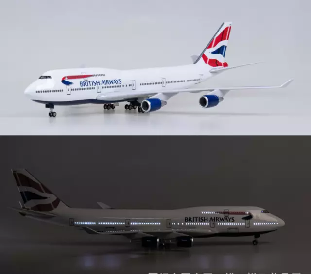 LED 45cm British Airways Boeing 747 Plane Model Aircraft Airline Airways BA UK